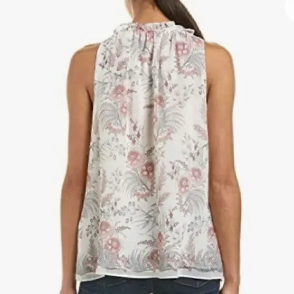 Max Studio Keyhole Neck Self-Tie Closure Sleeveless Floral Top Black M NWT - Picture 4 of 9